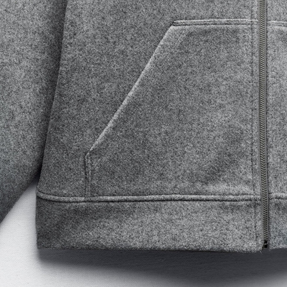 New Zara Soft Neoprene Effect Zip Front Hoodie Bomber Jacket NWT Small - Picture 12 of 16